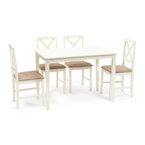 Обеденный комплект Хадсон (стол + 4 стула) id 13692 ivory white (слоновая кость) арт.13692 в Ишиме